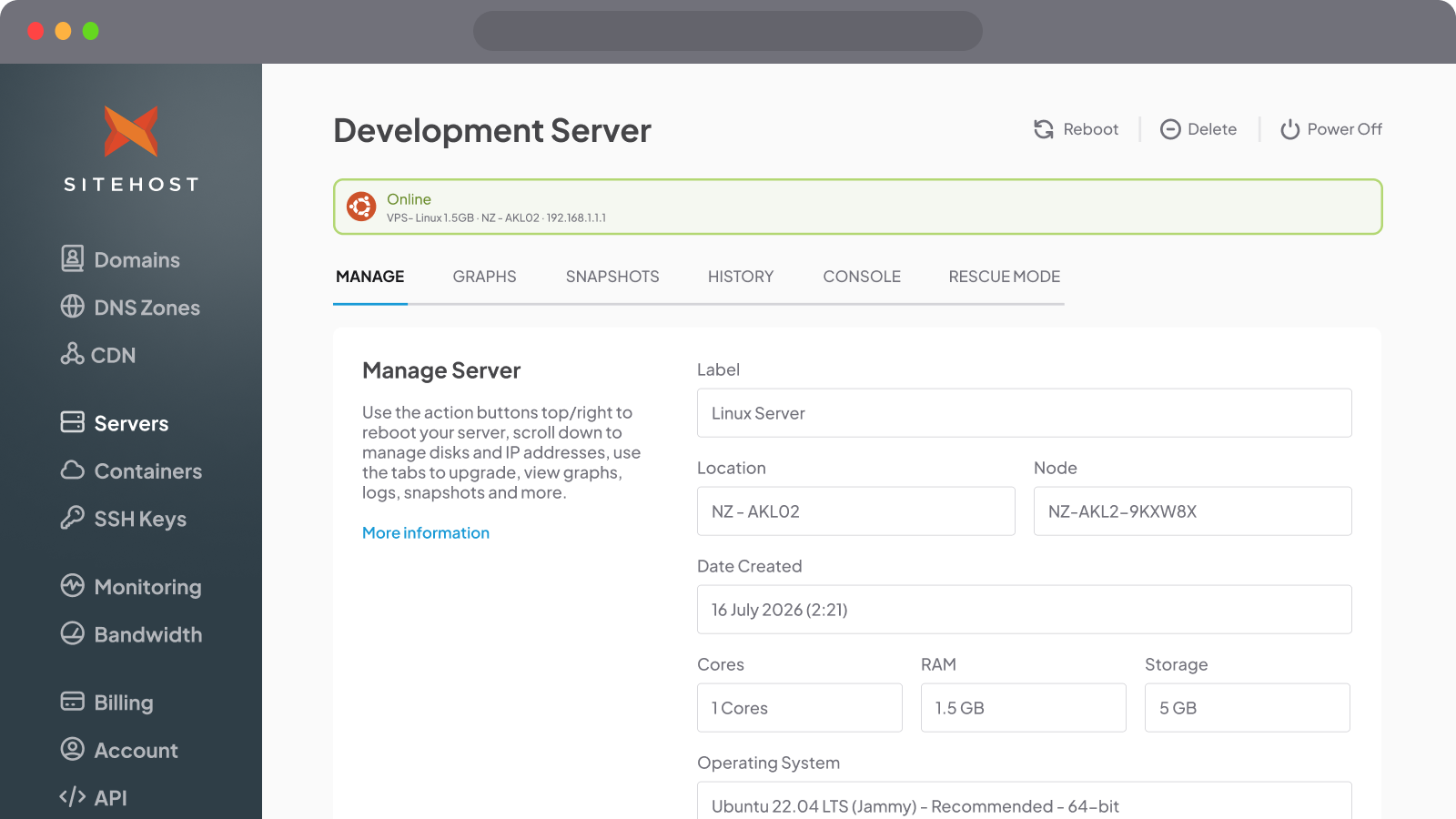 Development Virtual Servers (VPS) - sandbox for testing