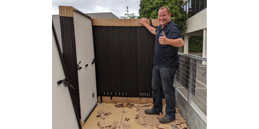 Trilect delivering hundreds of solar panels to the SiteHost building.